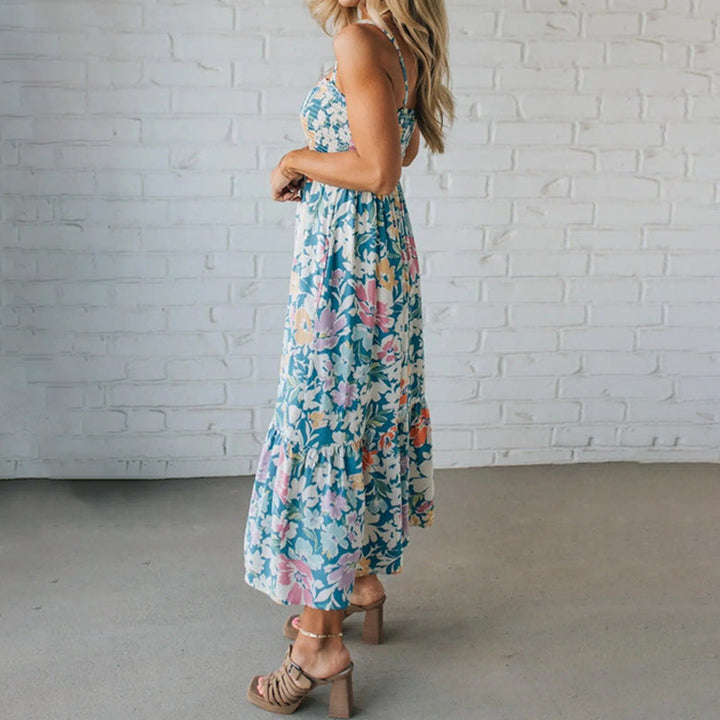 FIONA™ | Floral Maxi Dress Smocked Bodice Adjustable Straps