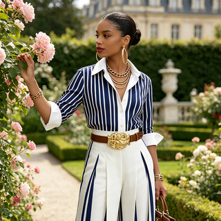 CELINE | Striped Wide-Leg Trouser Set