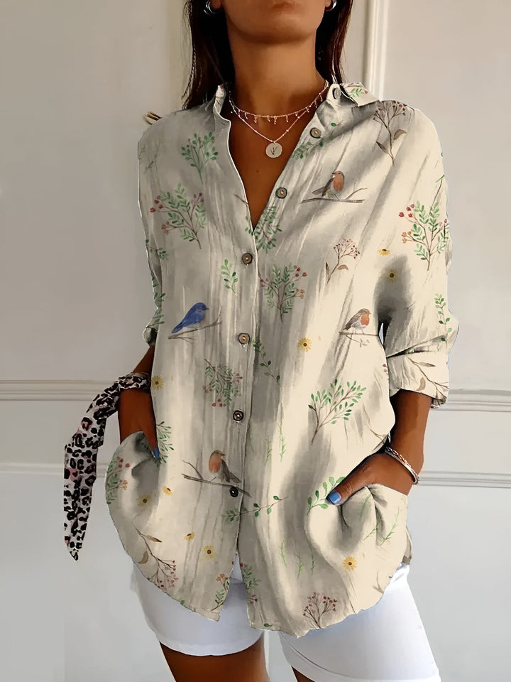 MELODIE™ - Elegant Floral Button Shirt