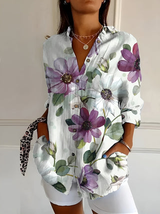 MELODIE™ - Elegant Floral Button Shirt