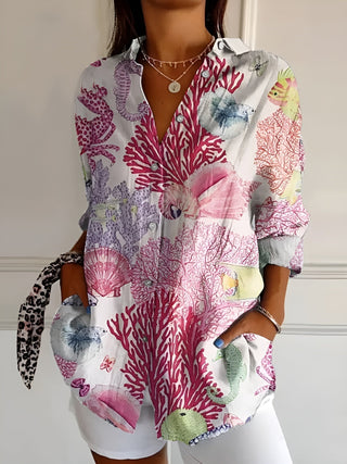 MELODIE™ - Elegant Floral Button Shirt