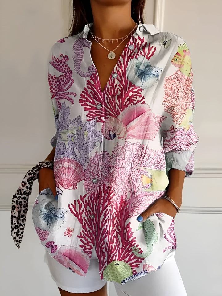 MELODIE™ - Elegant Floral Button Shirt