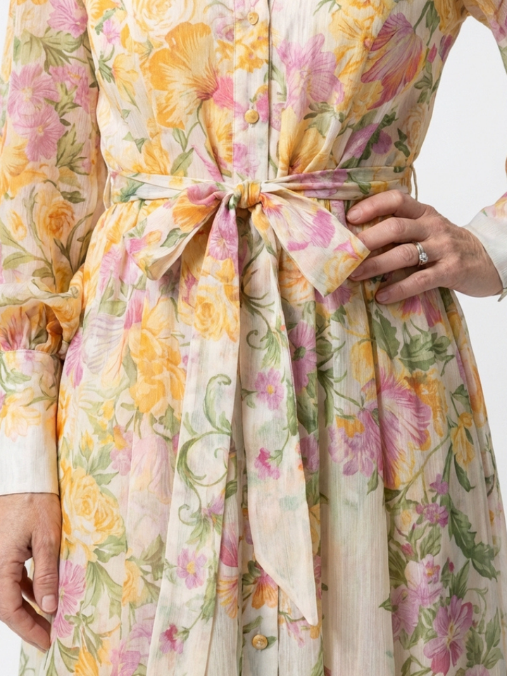 CRESSIDA™ | Floral Sheer Long-Sleeve Maxi Dress
