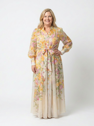 CRESSIDA™ | Floral Sheer Long-Sleeve Maxi Dress