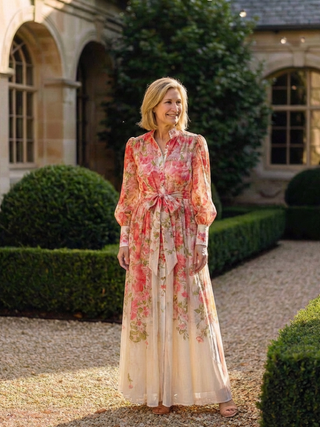 CRESSIDA™ | Floral Sheer Long-Sleeve Maxi Dress
