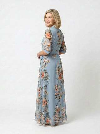 ELOWEN™ | Floral Wrap V-Neck Maxi Dress