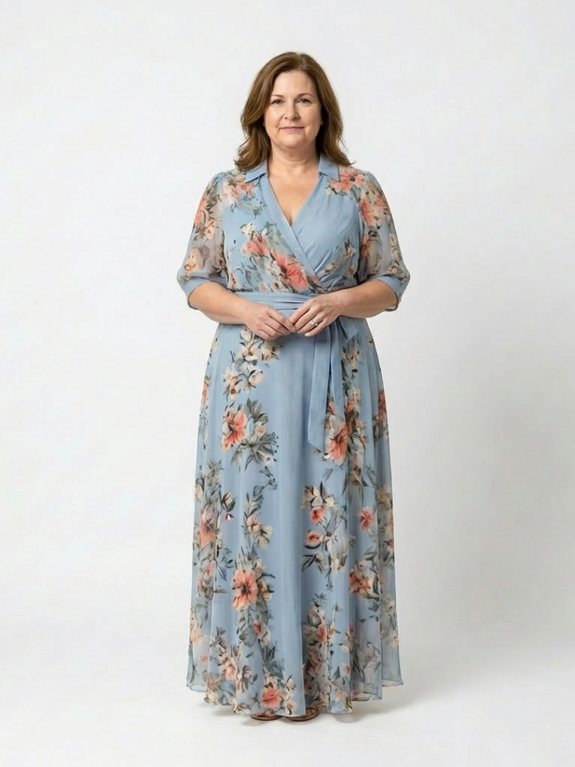 ELOWEN™ | Floral Wrap V-Neck Maxi Dress