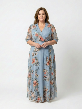 ELOWEN™ | Floral Wrap V-Neck Maxi Dress