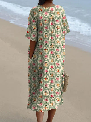 Layla - Women's Vintage Floral Print Casual Flowy Dress